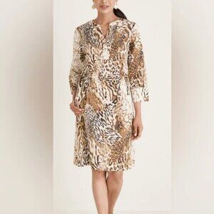 Chico’s Animal-Print Poplin A-Line Dress in Size 1 (8/10 Medium)